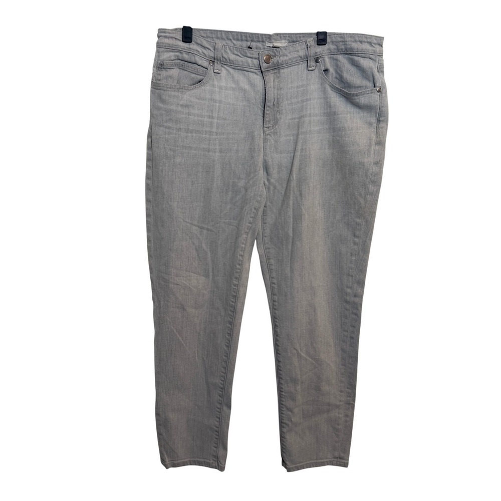 Eileen Fisher Slim Jeans Womens 14 Gray Organic Cotton Stretch Denim Ankle 2574